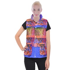 Glitchdrips Shadow Color Fire Women s Button Up Puffer Vest by Mariart