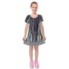 Heimbold Sign Random Shadow Line Vertical Light Kids  Short Sleeve Velvet Dress