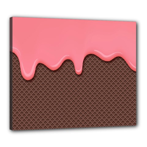 Ice Cream Pink Choholate Plaid Chevron Canvas 24  X 20  by Mariart