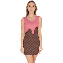 Ice Cream Pink Choholate Plaid Chevron Sleeveless Bodycon Dress