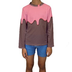 Ice Cream Pink Choholate Plaid Chevron Kids  Long Sleeve Swimwear