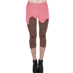 Ice Cream Pink Choholate Plaid Chevron Capri Leggings 