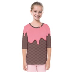 Ice Cream Pink Choholate Plaid Chevron Kids  Quarter Sleeve Raglan Tee