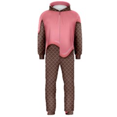 Ice Cream Pink Choholate Plaid Chevron Hooded Jumpsuit (men) 