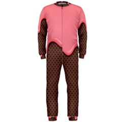 Ice Cream Pink Choholate Plaid Chevron Onepiece Jumpsuit (men)  by Mariart