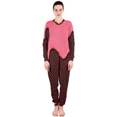 Ice Cream Pink Choholate Plaid Chevron Onepiece Jumpsuit (ladies) 