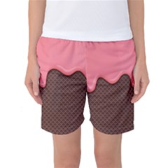 Ice Cream Pink Choholate Plaid Chevron Women s Basketball Shorts