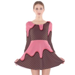 Ice Cream Pink Choholate Plaid Chevron Long Sleeve Velvet Skater Dress