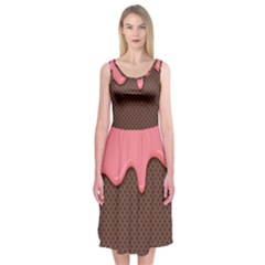 Ice Cream Pink Choholate Plaid Chevron Midi Sleeveless Dress by Mariart