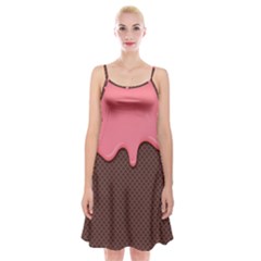 Ice Cream Pink Choholate Plaid Chevron Spaghetti Strap Velvet Dress