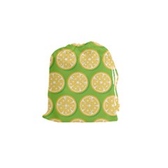 Lime Orange Yellow Green Fruit Drawstring Pouches (small)  by Mariart