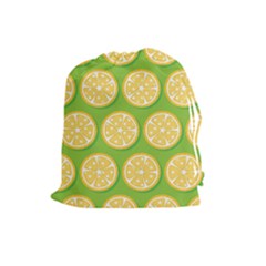 Lime Orange Yellow Green Fruit Drawstring Pouches (large) 