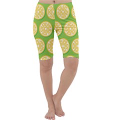 Lime Orange Yellow Green Fruit Cropped Leggings  by Mariart