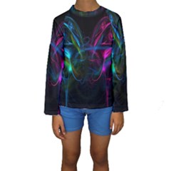 Light Waves Light Red Blue Kids  Long Sleeve Swimwear