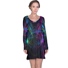 Light Waves Light Red Blue Long Sleeve Nightdress by Mariart