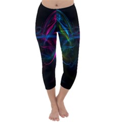 Light Waves Light Red Blue Capri Winter Leggings 