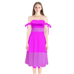 Line Pink Shoulder Tie Bardot Midi Dress by Mariart