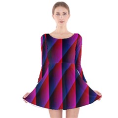 Photography Illustrations Line Wave Chevron Red Blue Vertical Light Long Sleeve Velvet Skater Dress