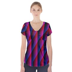 Photography Illustrations Line Wave Chevron Red Blue Vertical Light Short Sleeve Front Detail Top by Mariart