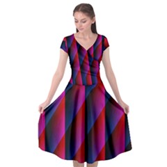 Photography Illustrations Line Wave Chevron Red Blue Vertical Light Cap Sleeve Wrap Front Dress by Mariart