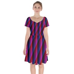 Photography Illustrations Line Wave Chevron Red Blue Vertical Light Short Sleeve Bardot Dress