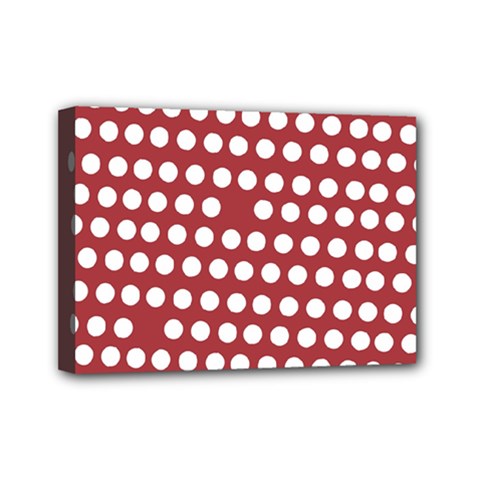 Pink White Polka Dots Mini Canvas 7  X 5 