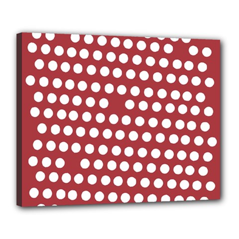 Pink White Polka Dots Canvas 20  X 16  by Mariart