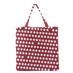 Pink White Polka Dots Grocery Tote Bag by Mariart