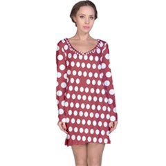 Pink White Polka Dots Long Sleeve Nightdress by Mariart