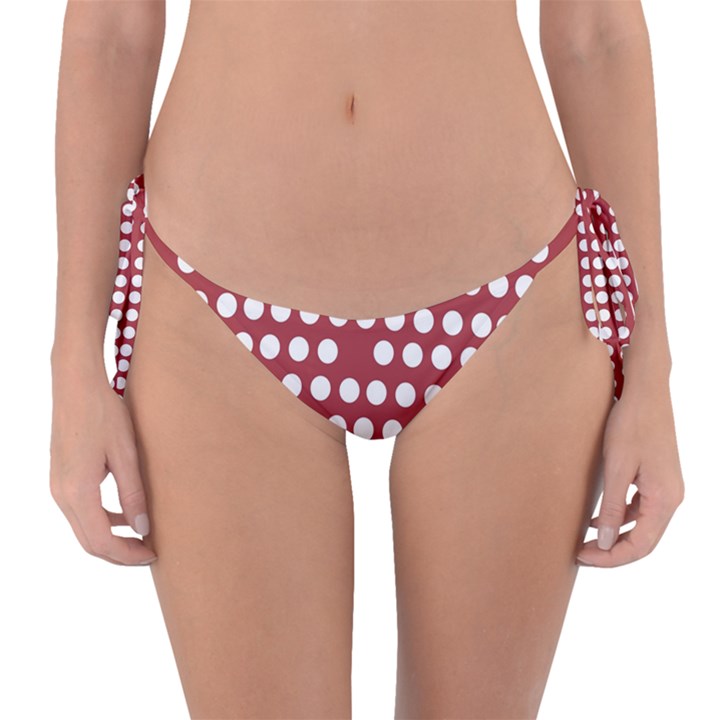 Pink White Polka Dots Reversible Bikini Bottom