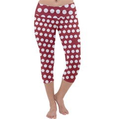 Pink White Polka Dots Capri Yoga Leggings