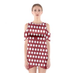 Pink White Polka Dots Shoulder Cutout One Piece by Mariart