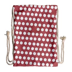 Pink White Polka Dots Drawstring Bag (large) by Mariart