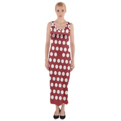 Pink White Polka Dots Fitted Maxi Dress by Mariart