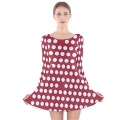 Pink White Polka Dots Long Sleeve Velvet Skater Dress by Mariart