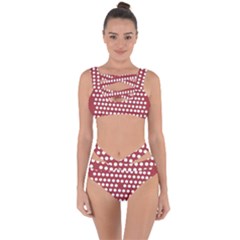 Pink White Polka Dots Bandaged Up Bikini Set 