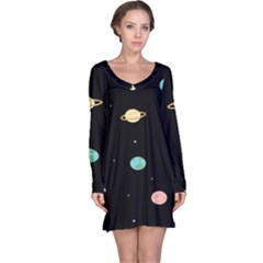 Planets Space Long Sleeve Nightdress by Mariart