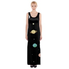 Planets Space Maxi Thigh Split Dress by Mariart