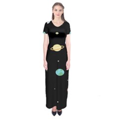 Planets Space Short Sleeve Maxi Dress by Mariart