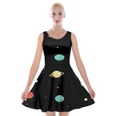 Planets Space Velvet Skater Dress by Mariart