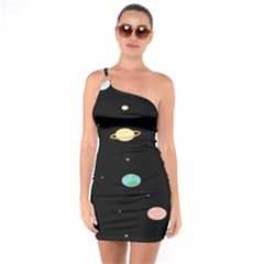 Planets Space One Soulder Bodycon Dress