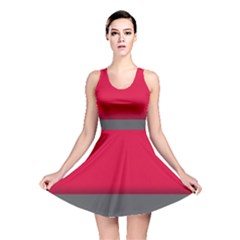 Red Gray Flag Line Horizontal Reversible Skater Dress by Mariart