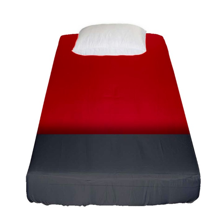 Red Gray Flag Line Horizontal Fitted Sheet (Single Size)