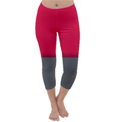 Red Gray Flag Line Horizontal Capri Winter Leggings 