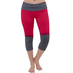 Red Gray Flag Line Horizontal Capri Yoga Leggings