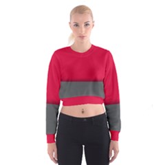 Red Gray Flag Line Horizontal Cropped Sweatshirt