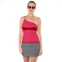 Red Gray Flag Line Horizontal One Soulder Bodycon Dress