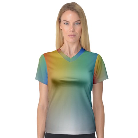 Rainbow Flag Simple Women s V-neck Sport Mesh Tee by Mariart