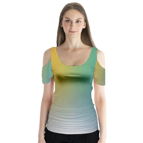 Rainbow Flag Simple Butterfly Sleeve Cutout Tee  by Mariart