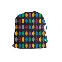 Polka Dots Rainbow Circle Drawstring Pouches (large)  by Mariart